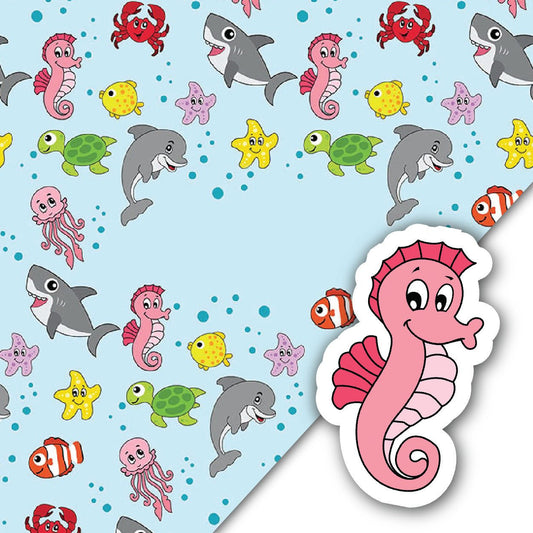 Plush Kids Blanket and Pillow Set | Sea Animals (Seahorse)